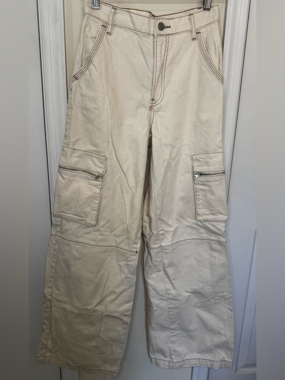 PacSun Bone color high waist wide leg cargos - Picture 2 of 6